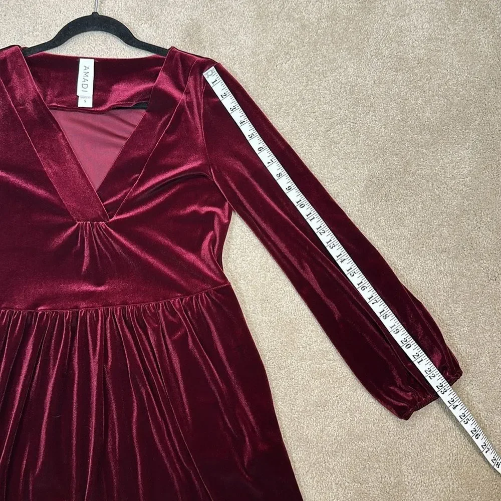 Anthropologie Amadi Greta Velvet Tunic Red Mini Dress Holiday Christmas Small - Picture 9 of 9